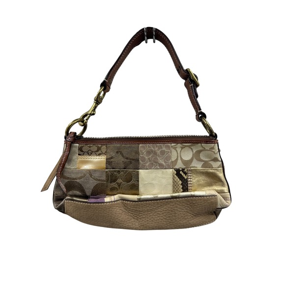 Coach Patchwork Multicolor Signature Leather Trim Shoulder Bag Purse - Picture 2 of 10